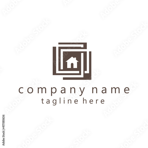 home logo emblem box outline vector illustration design