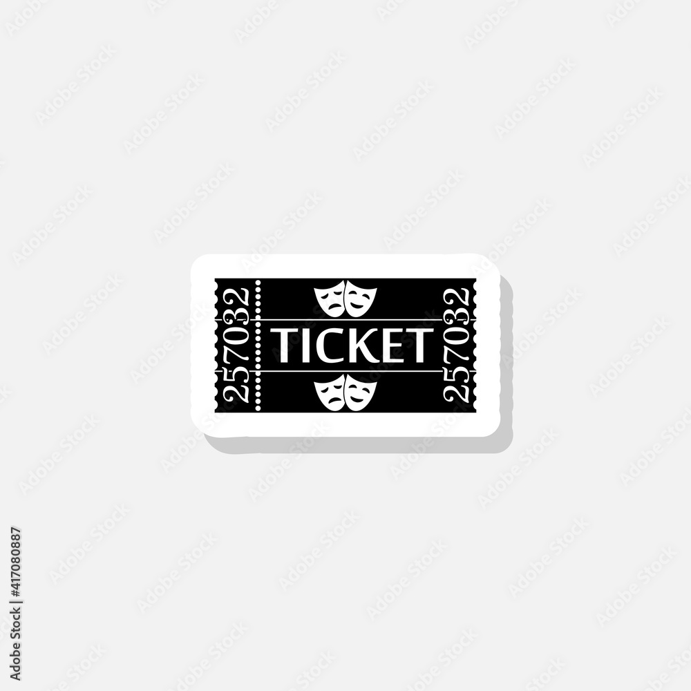Theater ticket sticker icon isolated on white background Theater ticket sticker icon isolated on white background
