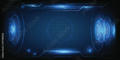 Digital architecture room or stage with hi tech element around.Vector illustrations.
