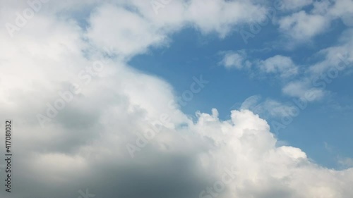 Time Lapse 4k Motion of White Clouds on Blue Sky background. Weather and Environment in Summer, Spring Season concept