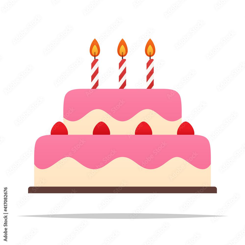 Birthday cake with candles vector isolated illustration Stock Vector
