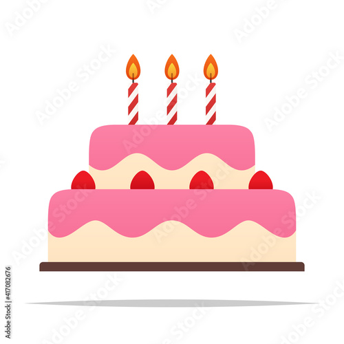 Birthday cake with candles vector isolated illustration