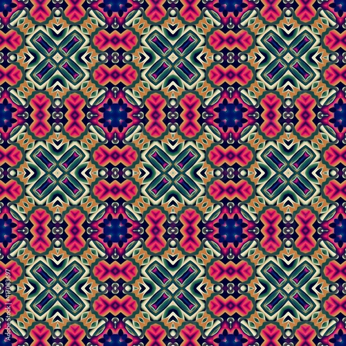 abstract symmetrical pattern palette, carpet texture of the elements of the brush strokes © natuliya