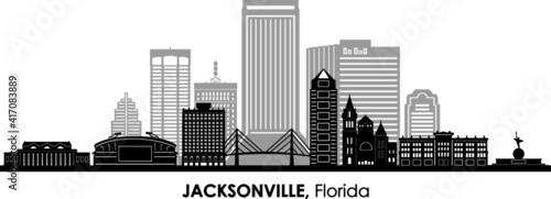 JACKSONVILLE Florida SKYLINE City Silhouette
