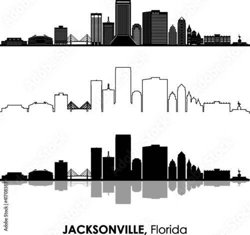 JACKSONVILLE Florida SKYLINE City Silhouette 