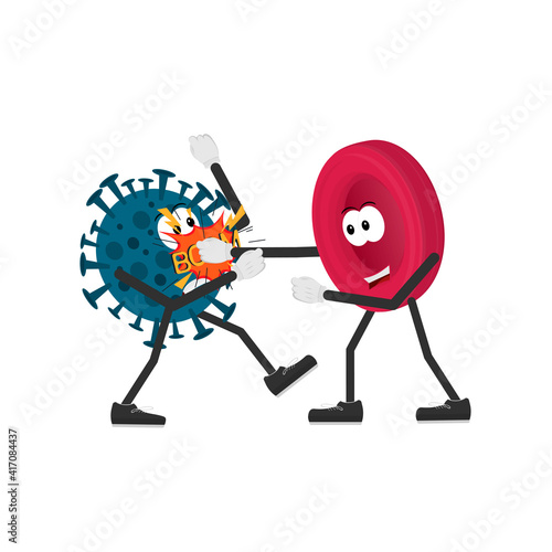 Immunity. The fight against the virus. Antibodies, vector illustration