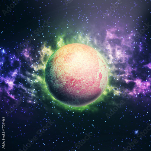 Fototapeta Naklejka Na Ścianę i Meble -  Beautiful abstract planet with colorful nebulae and beautiful stars in space.