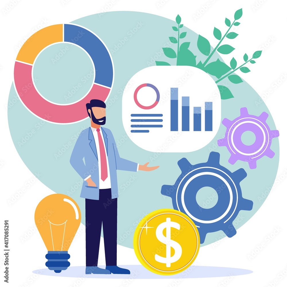 Illustration vector graphic cartoon character of business solution Illustration vector graphic cartoon character of business solution