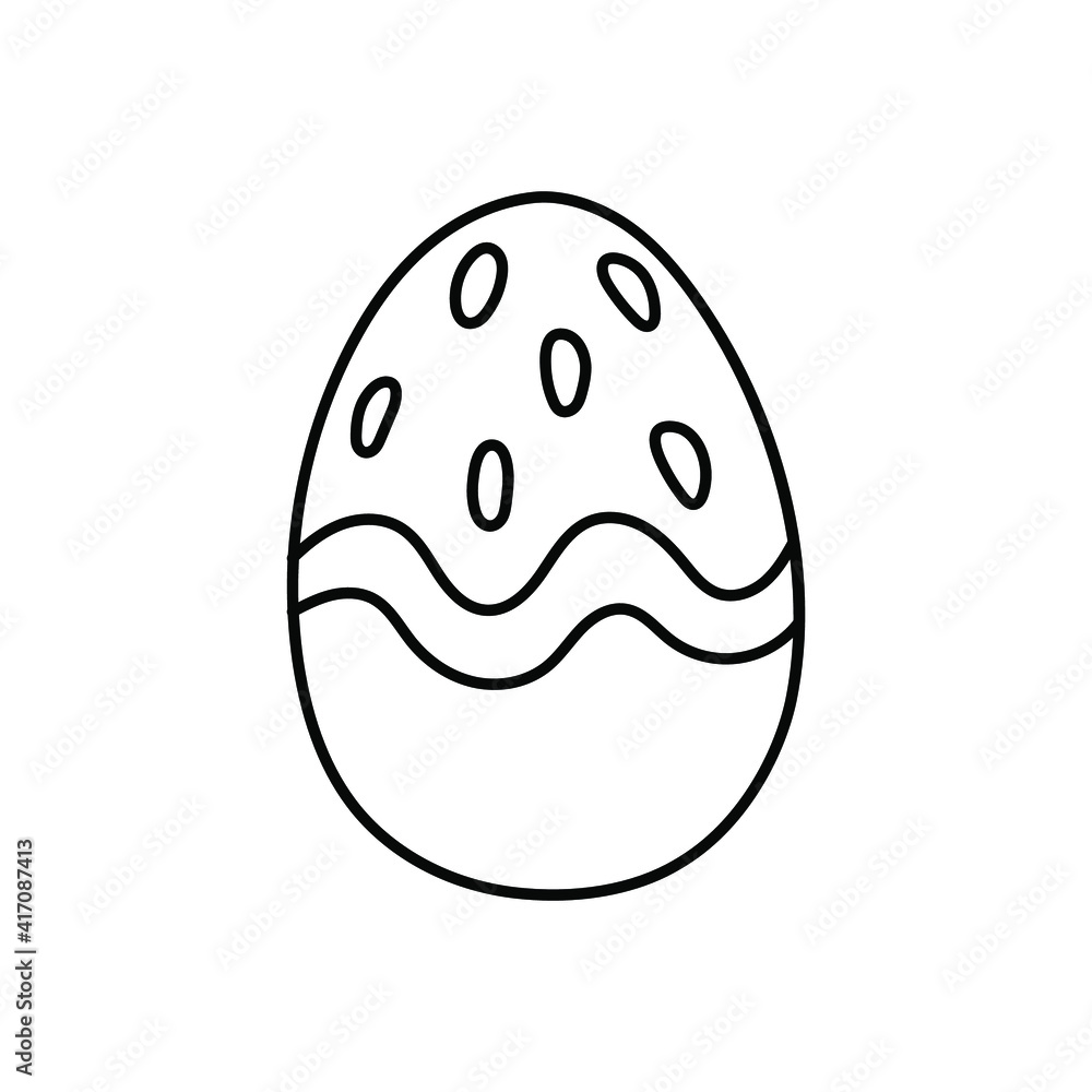 Easter doodle, painted egg, linear vector illustration. hand drawn style symbols and objects, simple, black drawing for sticker, decor, postcard, icon, coloring page, logo, banner Easter doodle, painted egg, linear vector illustration. hand drawn style symbols and objects, simple, black drawing for sticker, decor, postcard, icon, coloring page, logo, banner