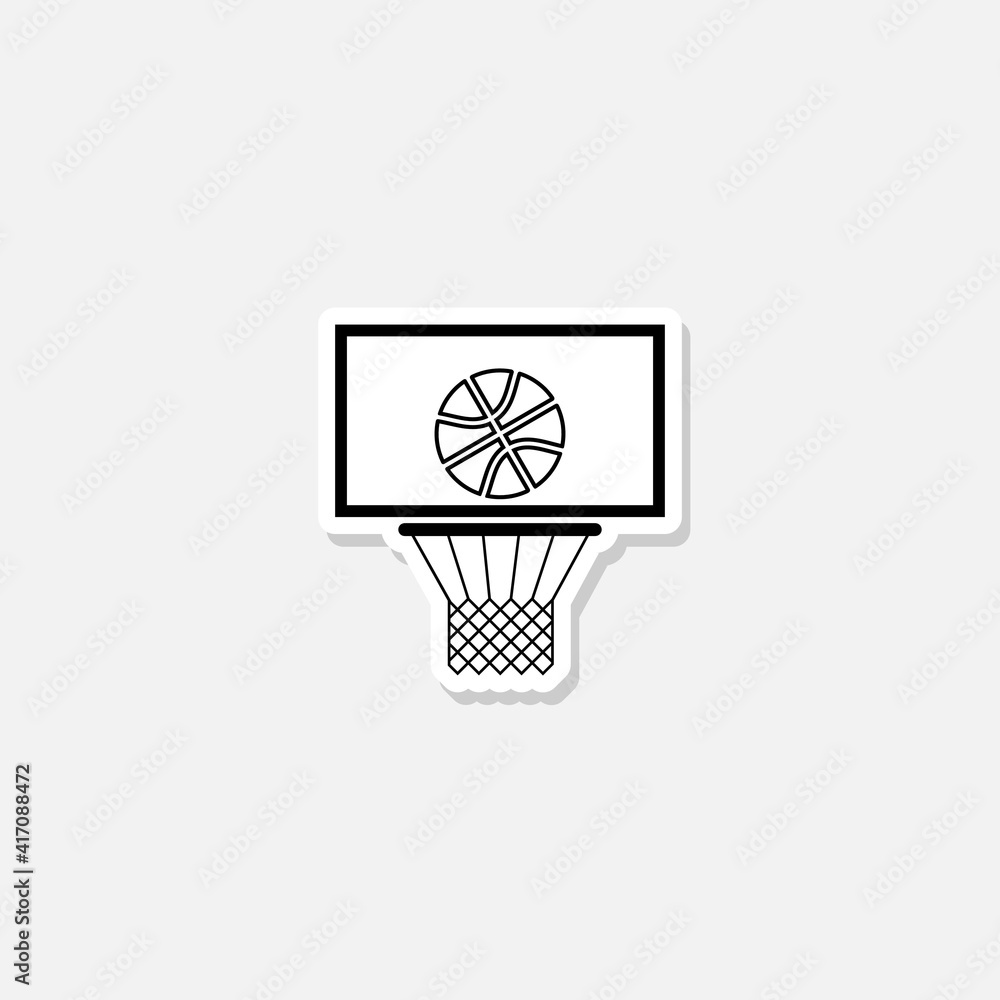 Basketball hoop sticker icon isolated on white background Basketball hoop sticker icon isolated on white background