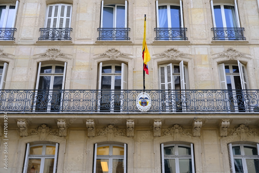 The embassy of Venezuala in Paris. 