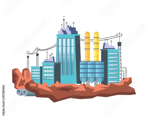 pollution by industrial near the city. vector illustration isolated cartoon