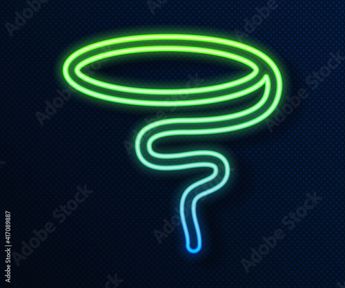 Glowing neon line Lasso icon isolated on blue background. Vector.