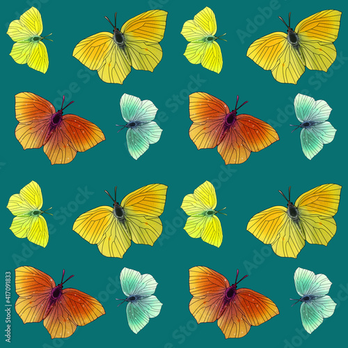 A pattern of colorful butterflies. Decorative seamless background for printing on paper or fabric.