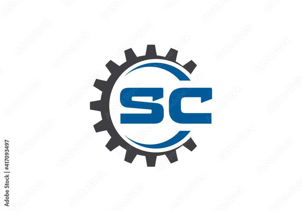 Obraz premium Initial Monogram Letter S C Logo Design Vector Template. S C Letter Logo Design