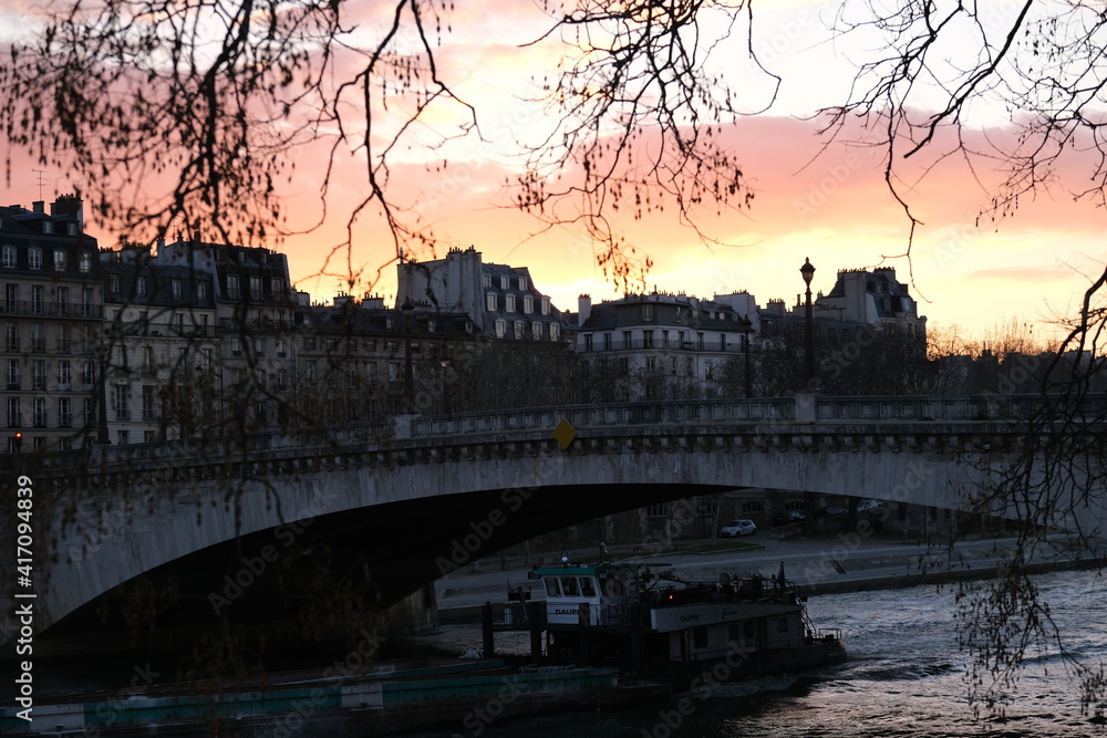 A sunset on the skyline of Paris.