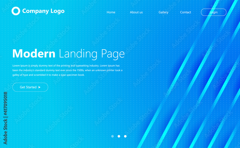 Fototapeta premium website blue landing screen template