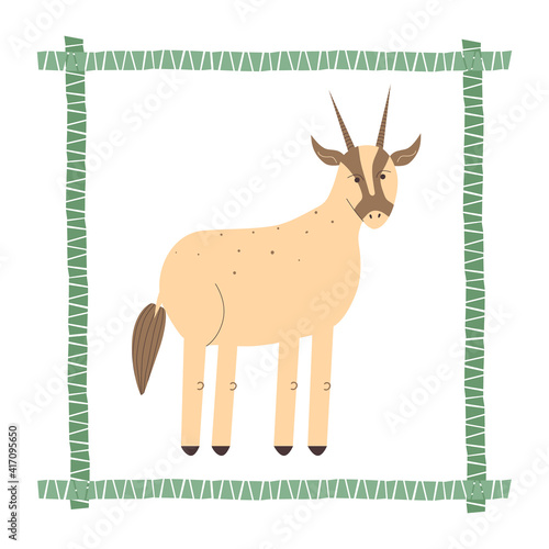 Cute antelope on a white background. Vector illustration in cartoon style.