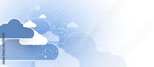 Cloud technology. Integrated digital web concept background