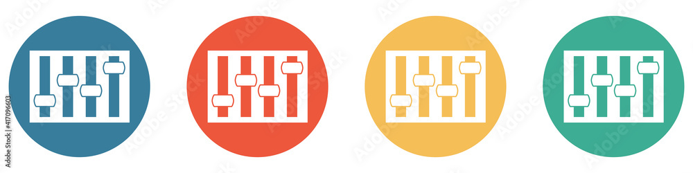 Bunter Banner mit 4 Buttons: Regler zum individuellen Einstellen und Konfigurieren Bunter Banner mit 4 Buttons: Regler zum individuellen Einstellen und Konfigurieren