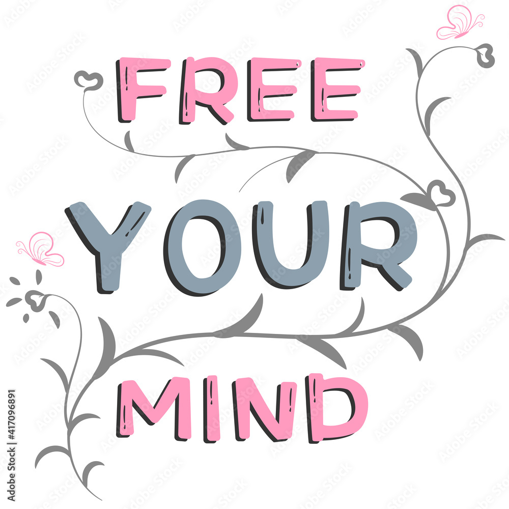 Free your mind text font on a white scene vector wallpaper backgrounds ...