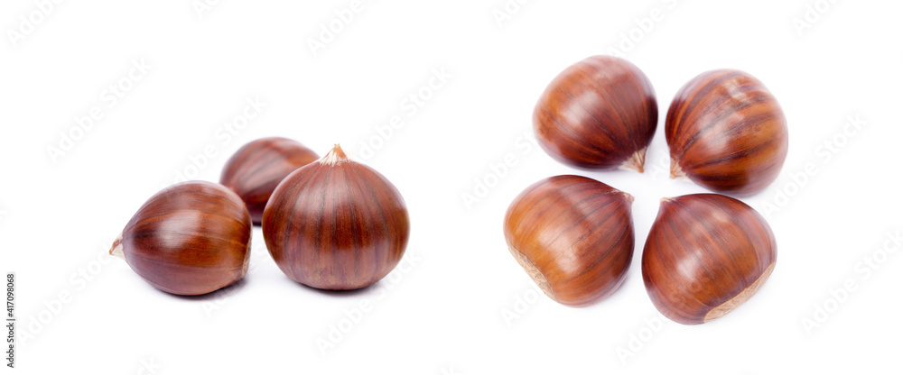 Chestnuts isolated on white background Chestnuts isolated on white background