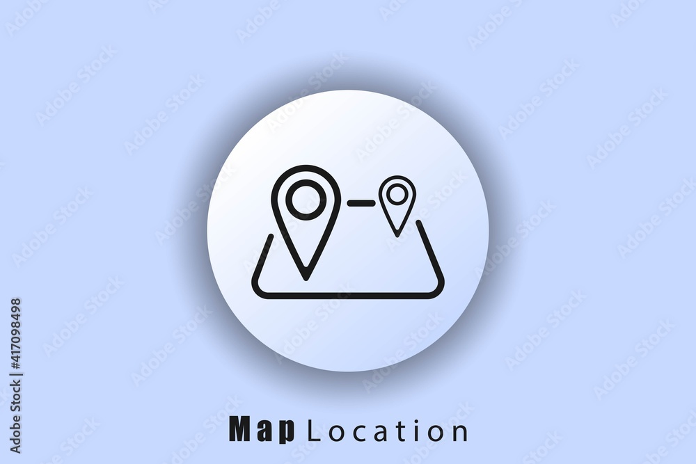Location icon on maps. Map icon. Cartography icon. Route location. User interface icon. White web button neomorphism. vector EPS10 Location icon on maps. Map icon. Cartography icon. Route location. User interface icon. White web button neomorphism. vector EPS10