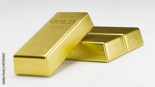 3D rendering stack Gold Bars,