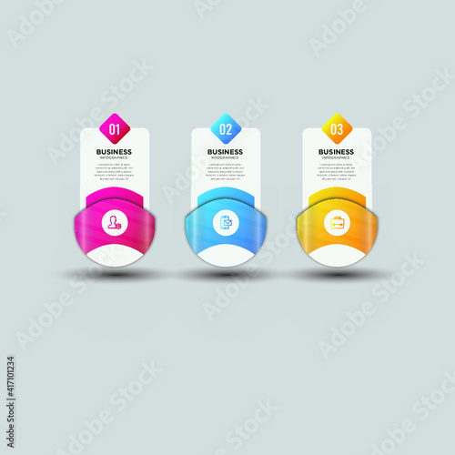 Business Infographic design 3 step colorful design