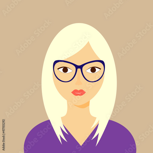 Beautiful young blonde girl with glasses.