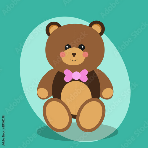 Cute teddy bear. Vector illustration graphic design