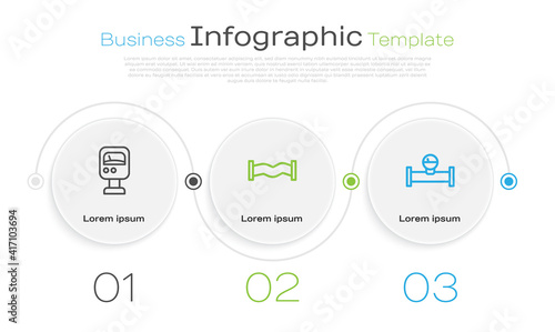 Set line Pressure water meter, Industry metallic pipe and and manometer. Business infographic template. Vector.
