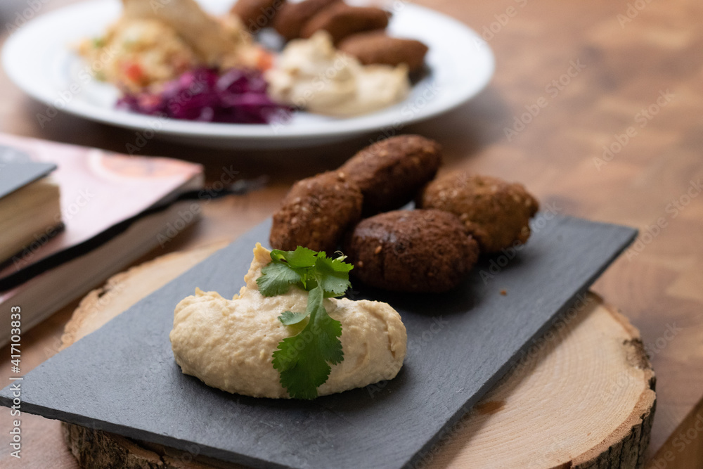 Falafel with Hummus, homemade hummus dip, chickpea recipe Falafel with Hummus, homemade hummus dip, chickpea recipe