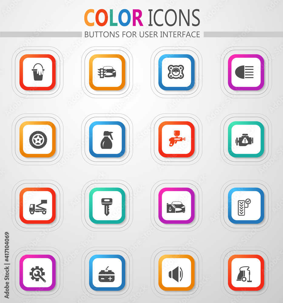 Auto parts store icon set