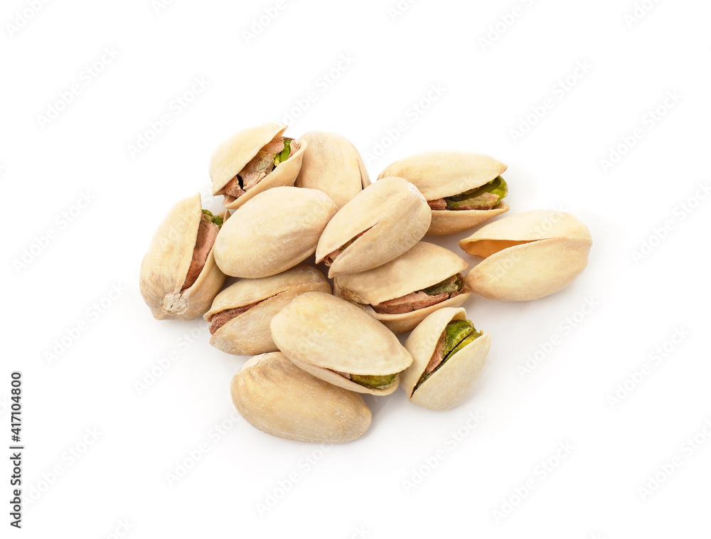 A handful of green pistachios. A handful of green pistachios.