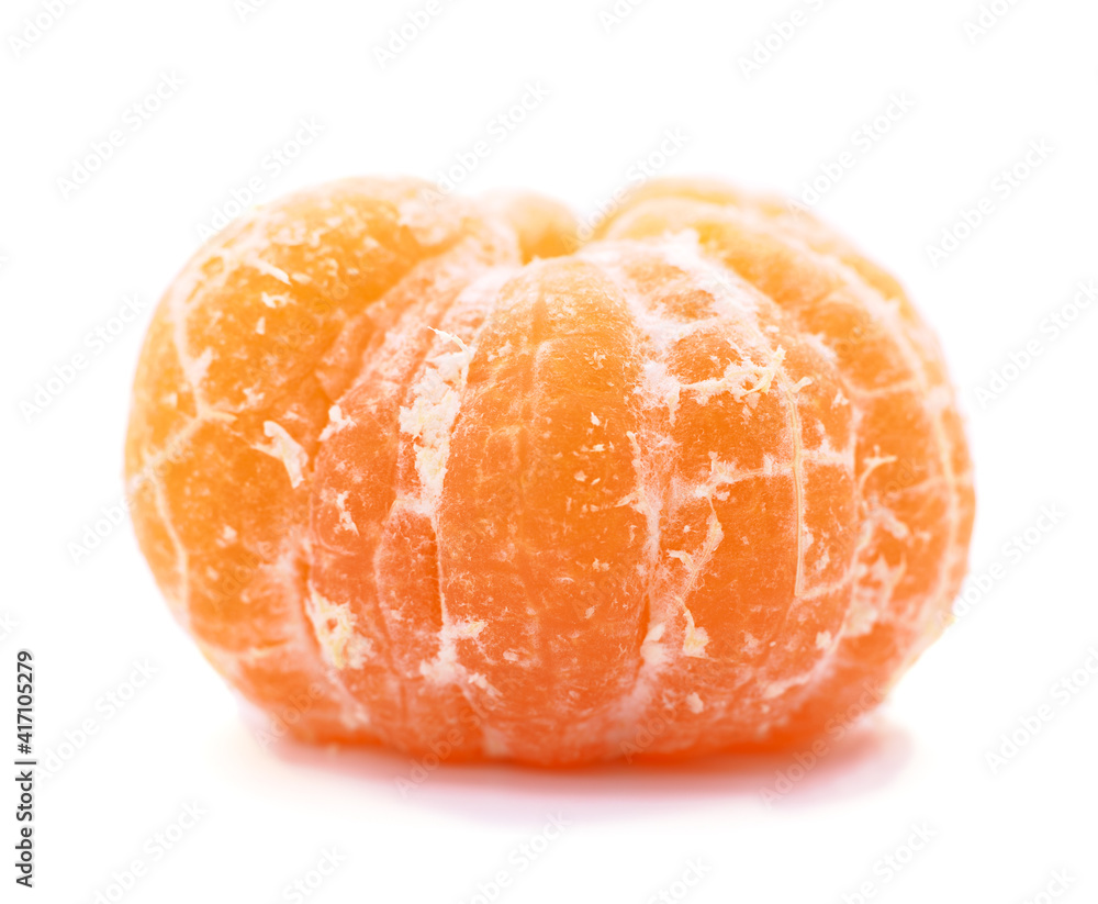 One peeled tangerine. One peeled tangerine.