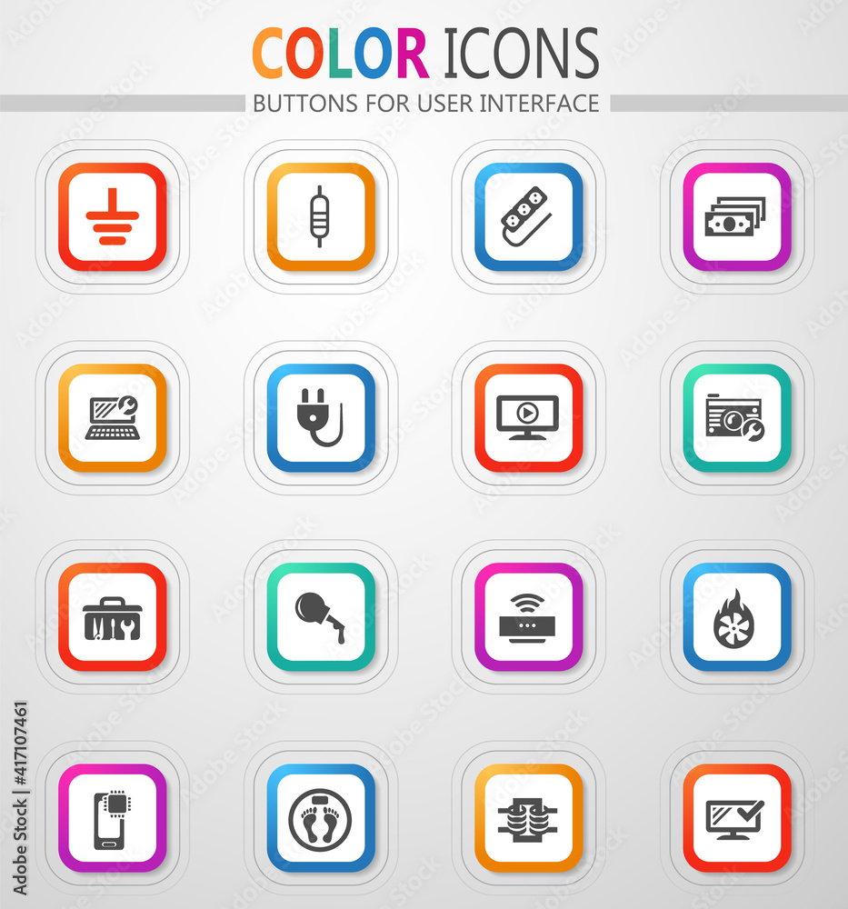 Electronic repair icons set Electronic repair icons set