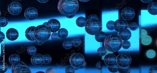 Crystals ball drops on blue light