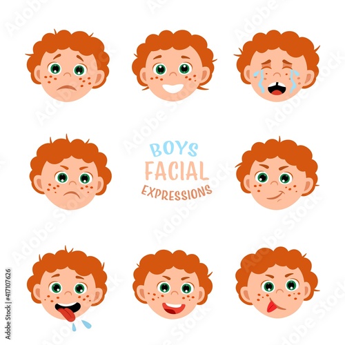 Boys facial expressions set