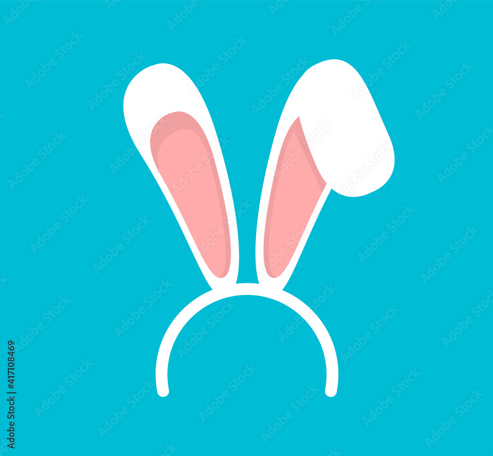 Easter bunny ears isolated on blue background. Mask bunny ear on blue background. Easter Rabbit ears. Vector illustration Easter bunny ears isolated on blue background. Mask bunny ear on blue background. Easter Rabbit ears. Vector illustration