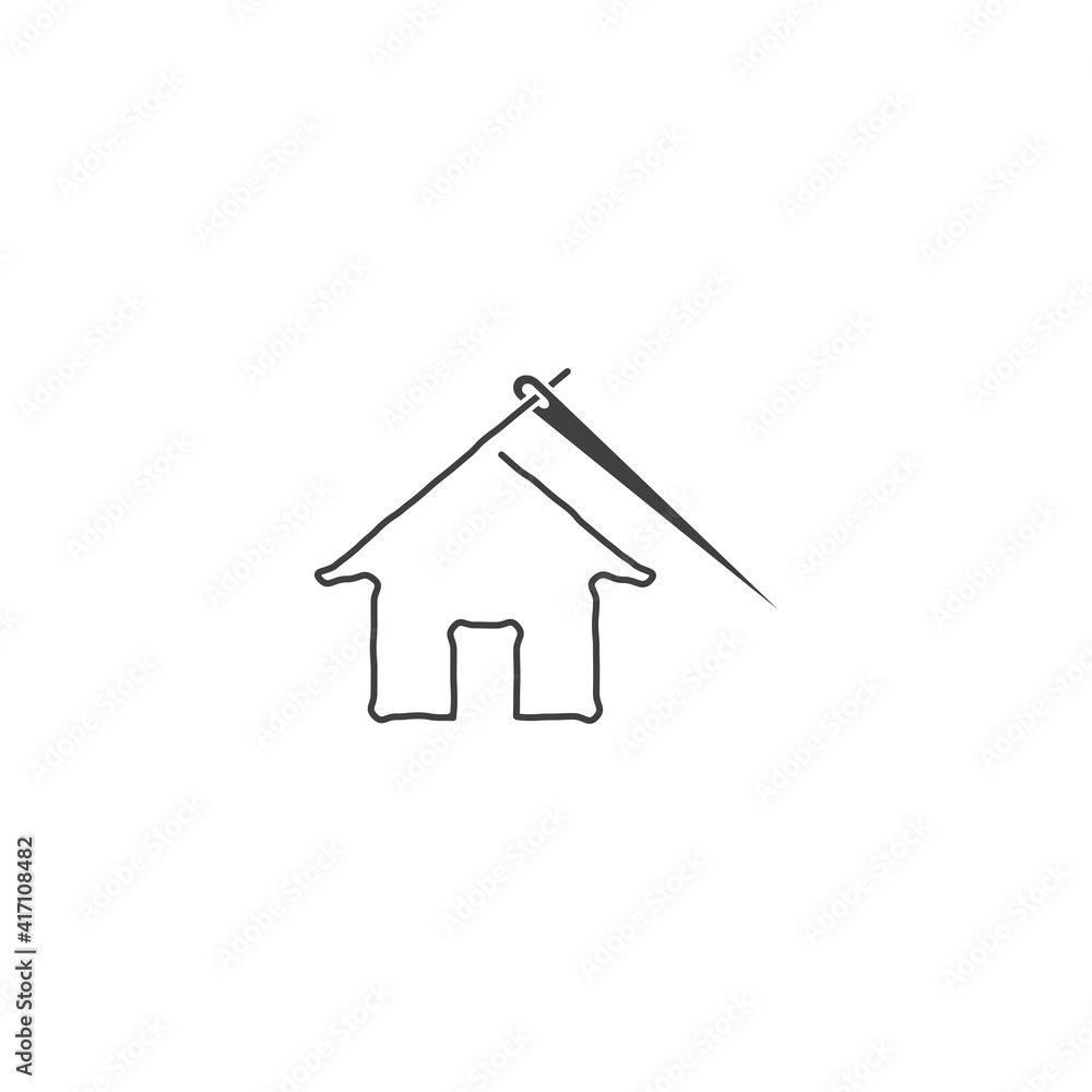 Tailor, house with needle, clothing production. Vector logo icon template Tailor, house with needle, clothing production. Vector logo icon template