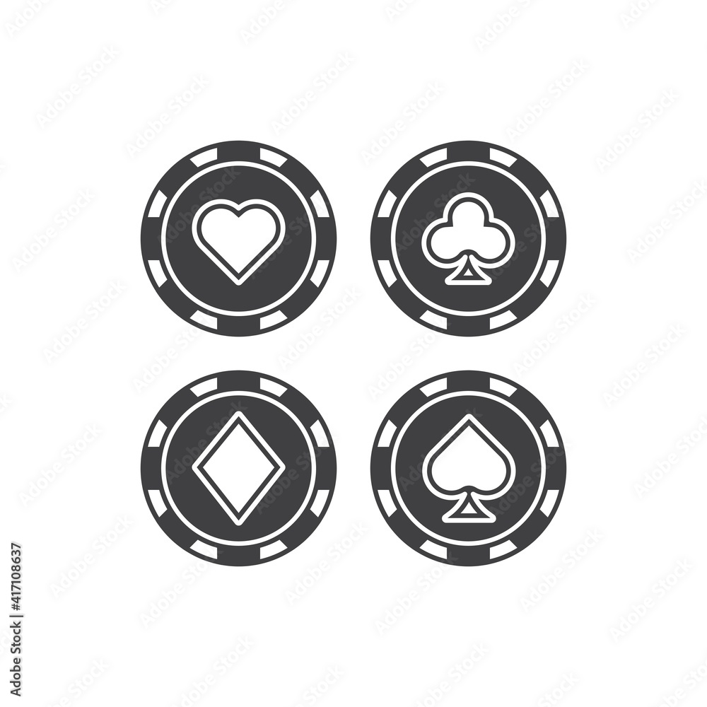 Set of casino bet chips. Vector icon template Set of casino bet chips. Vector icon template