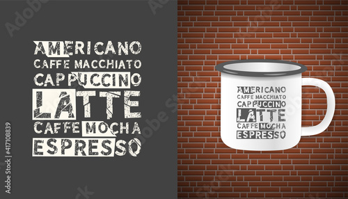 Coffee background. Grunge vintage phrase. Typography, t-shirt graphics, print, poster, banner, slogan, flyer, postcard.