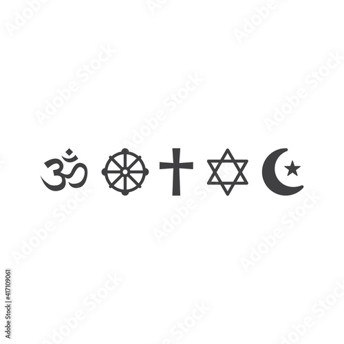 5 major religion symbols. Vector icon template