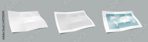 3D Paper Nine Folded Blank Brochure Template