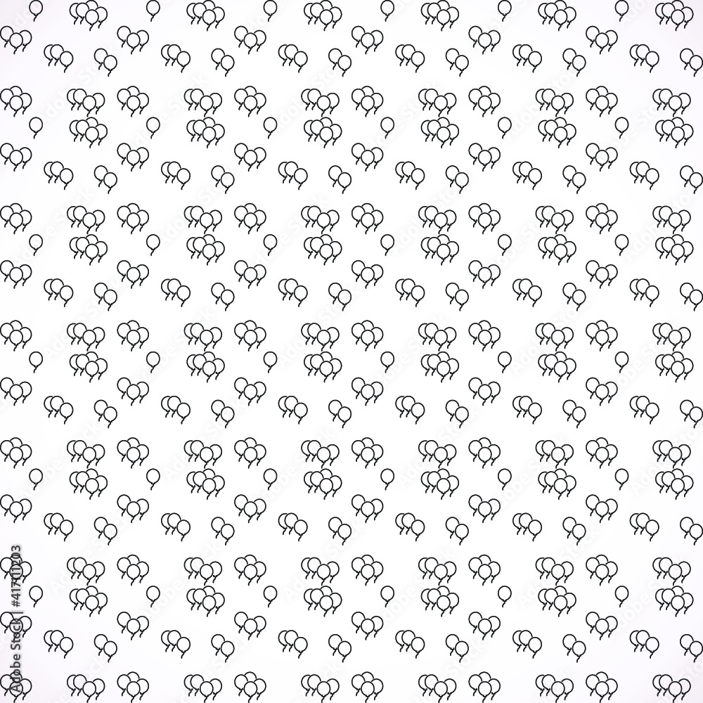 Black balloons on white background, seamless pattern. Vector background.
