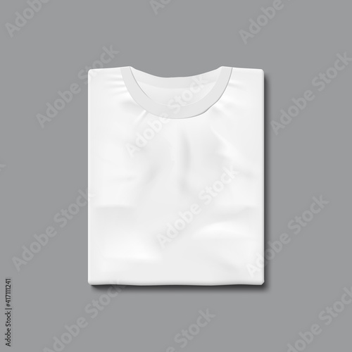 White Blank Folded T-shirt Template. Top View