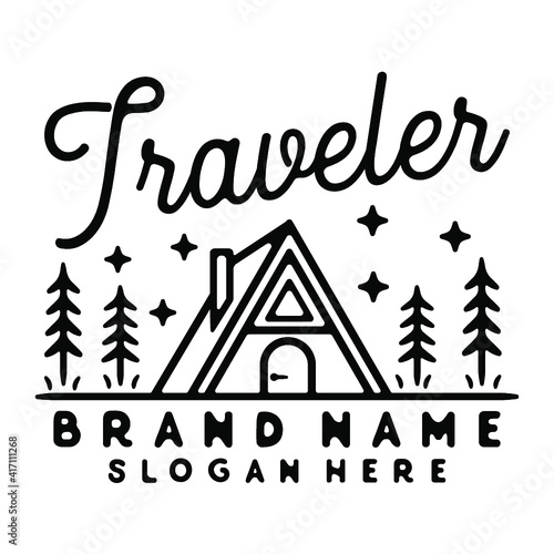 cabin monoline vintage outdoor badge design