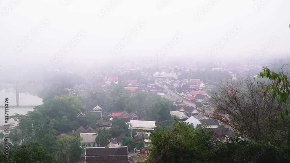 Morning View of Luang Phrabang City. View From Viewpoint of Mount Phousi. Morning View of Luang Phrabang City. View From Viewpoint of Mount Phousi.