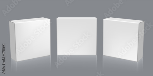 3D White Clear Mini Boxes Packaging Isolated